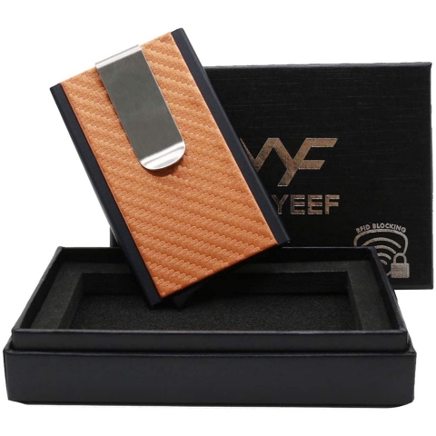 Mosiyeef RFID Engellemeli nce Erkek Kartlk (Kahve/Siyah)