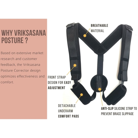 Vriksasana Posture Unisex Tek Beden Dik Duru Korsesi (Siyah)