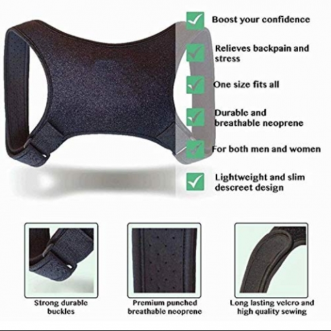 Posture Corrector Unisex Standart Beden Srt Korsesi (Siyah)