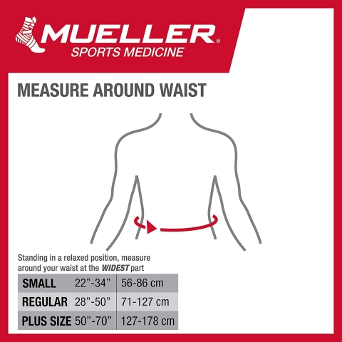 MUELLER Erkek Byk Beden 127-178 cm Bel Korsesi (Siyah)