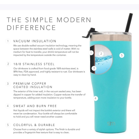 Simple Modern Slim Cruiser Paslanmaz elik Termos (650ml)(Carib)