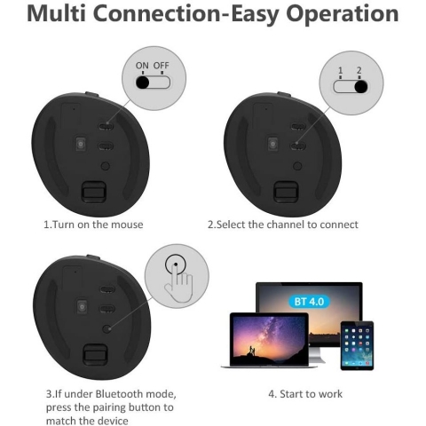 DELUX Bluetooth Vertical Ergonomik Mouse (Siyah)