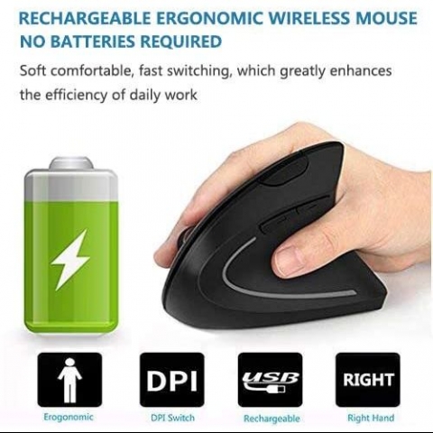 Acedada Bluetooth Vertical Ergonomik Mouse (Siyah)