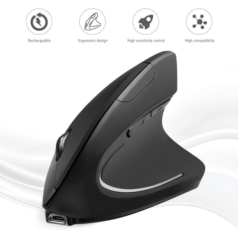 Hoporise Kablosuz Vertical Ergonomik Mouse (Siyah)