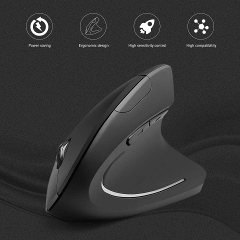 AIOMEST Bluetooth Dikey Ergonomik Mouse (Siyah)