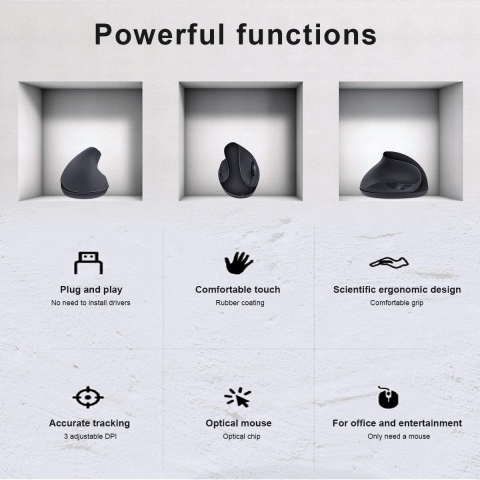 SUNGI Bluetooth Dikey Ergonomik Mouse (Siyah)