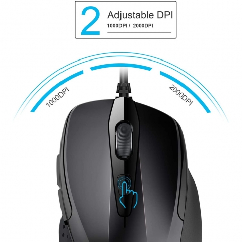 TECKNET Kablolu Ergonomik Mouse (Siyah)