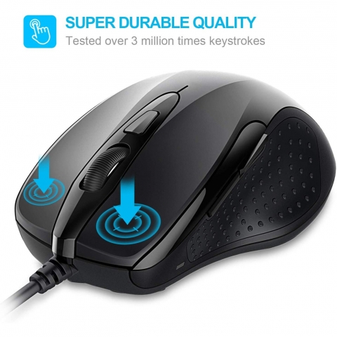 TECKNET Kablolu Ergonomik Mouse (Siyah)