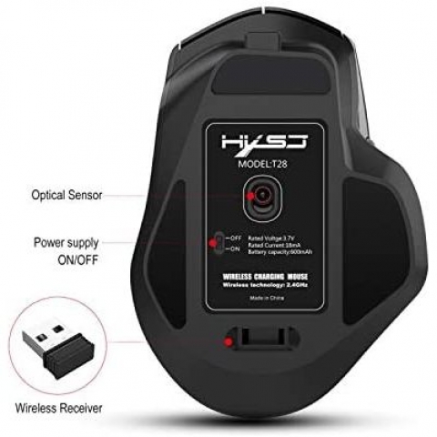 HXSJ Wireless Ergonomik Mouse (Siyah)