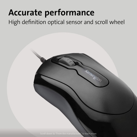 Kensington Kablolu Ergonomik Mouse (Siyah)