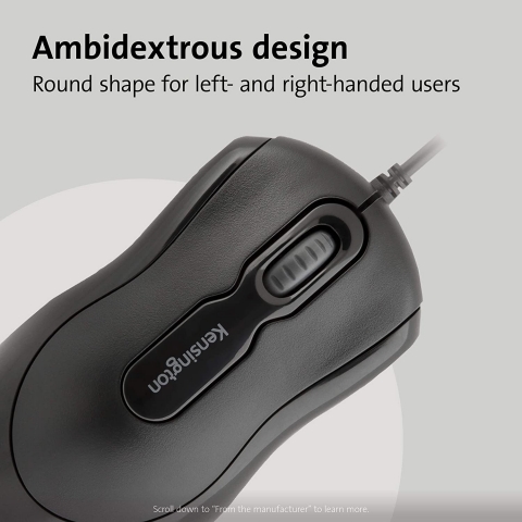 Kensington Kablolu Ergonomik Mouse (Siyah)