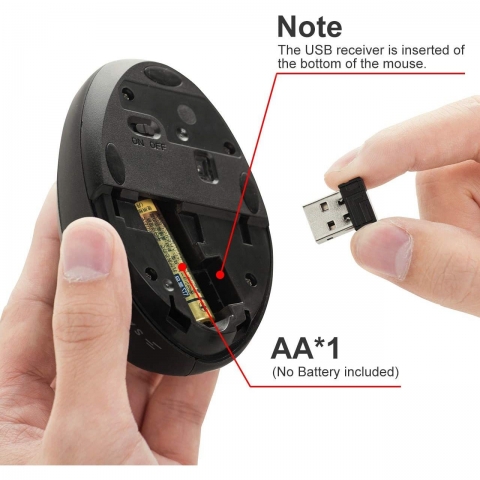 SANWA 2.4G Wireless Ergonomik Mouse(1600DPI)(Siyah)