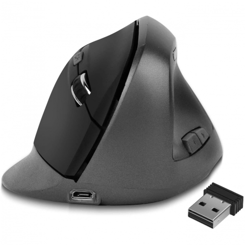 Zienstar Rechargeable Wireless Vertical Mouse (2400DPI)(Gri)