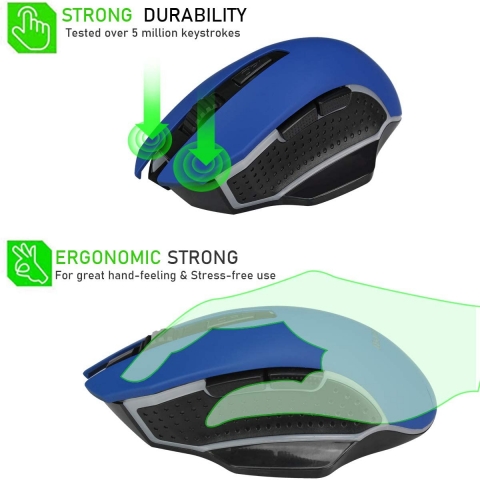 Hsmienk Wireless Ergonomik Mouse (Mavi)