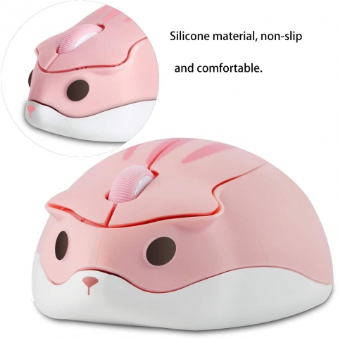 PloutoRich Hamster Wireless Mouse (1200DPI)(Pembe)