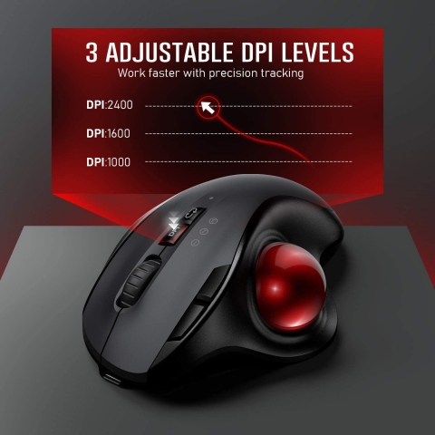 Jelly Comb 2.4GHz Wireless Trackball Mouse(Siyah/Krmz)