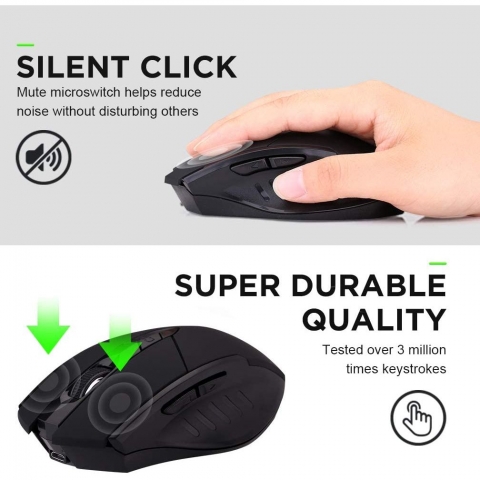 INPHIC Wireless Ergonomik Optical Mouse (Siyah)(1600DPI)