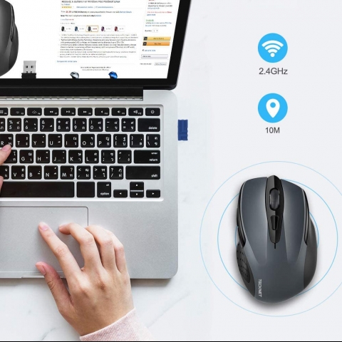 TECKNET Wireless Ergonomik Mouse (2600 DPI)(Gri)