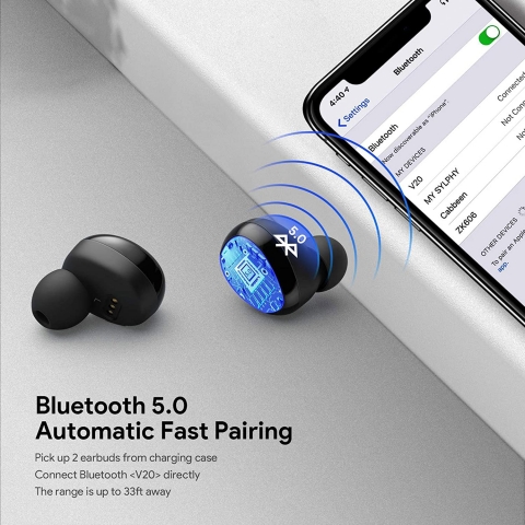 VOTOMY Bluetooth 5.0 Kablosuz Kulak i Kulaklk (Siyah)