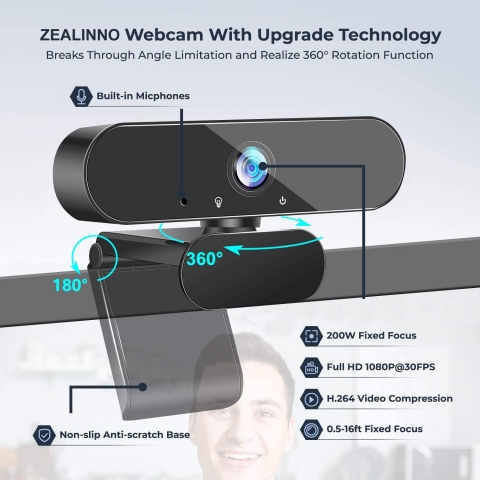 ZEALINNO USB 1080P Webcam