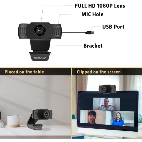 Septekon USB 1080P Webcam