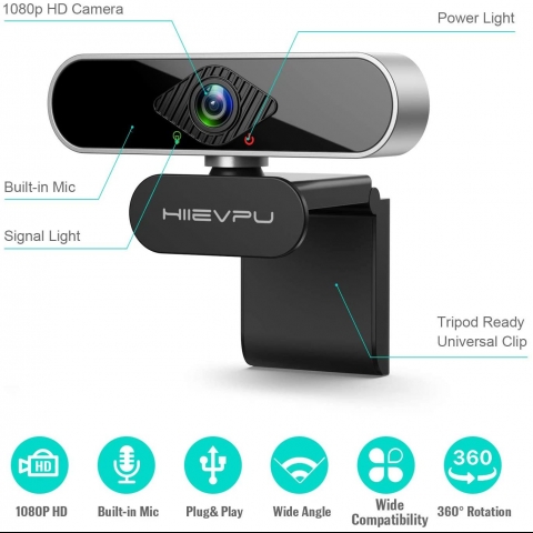 Hiievpu USB 1080p Webcam