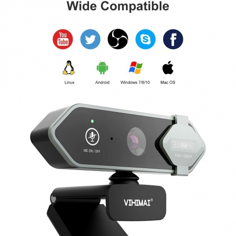 VIHIMAI Full HD 1080P USB Webcam