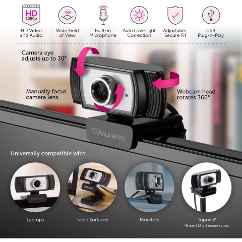 Aluratek USB HD 1080P Webcam