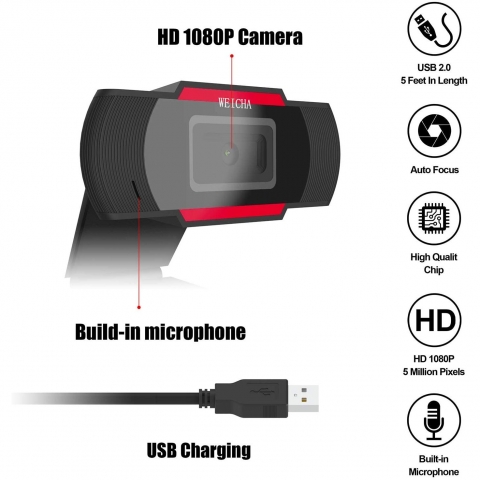 WEICHA 1080P HD Webcam (Krmz)