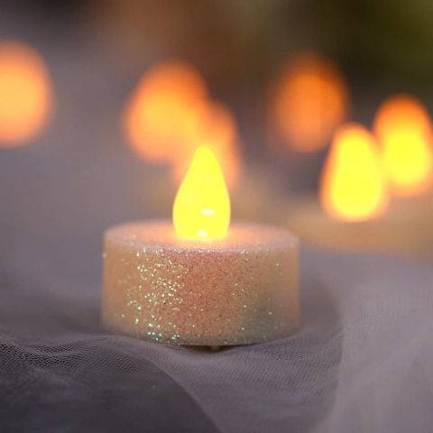 LOGUIDE Beyaz Simli Led Tea Light Mum (12 Adet)