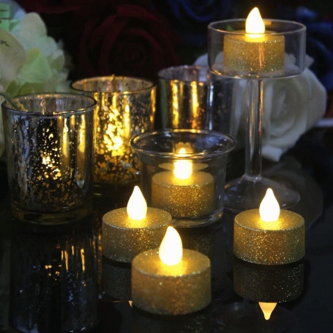 LOGUIDE Altn Simli Led Tea Light Mum (12 Adet)