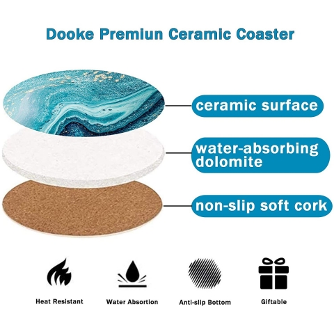 Dooke 6 Para Seramik Bardak Altl (Mermer)