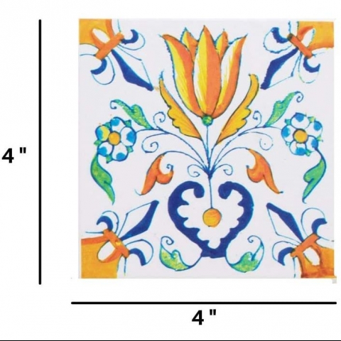 RDE Sar ini Desenli Seramik Bardak Altl (6 Adet)