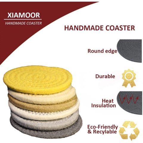 XIAMOOR Handmade rgl 6 Adet Bardak Altl (Kark Renkli)