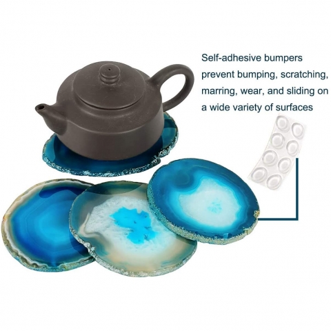 AMOYSTONE Mavi Agate Bardak Altl Set (4 Adet)