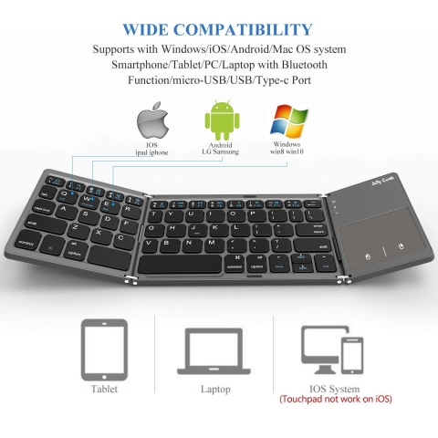 Foldable Bluetooth Keyboard, Jelly Comb B003B Dual Mode USB Wired