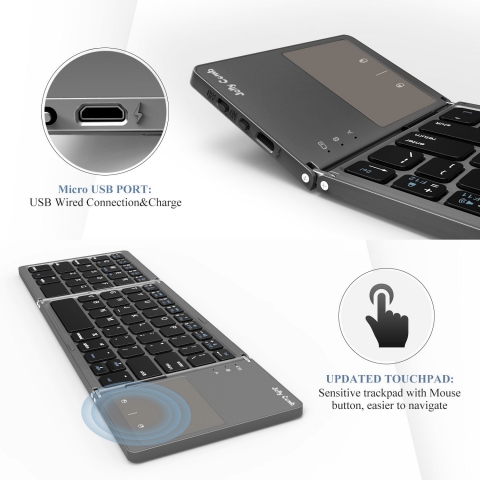 Foldable Bluetooth Keyboard, Jelly Comb B003B Dual Mode USB Wired