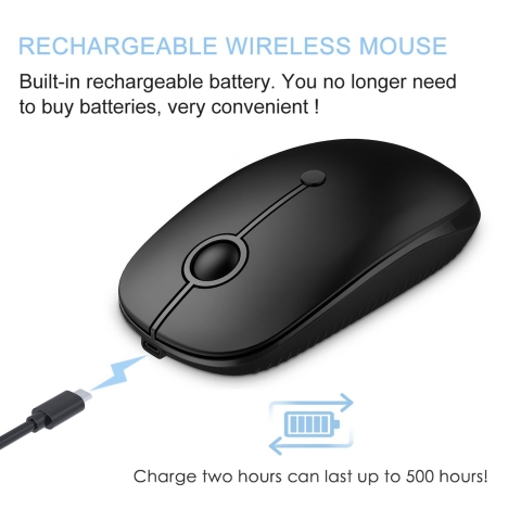 Rechargeable Wireless Mouse, Jelly Comb 2.4G Slim Optical Mouse