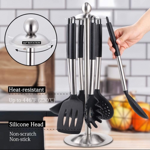 EAGMAK Silikon Spatula Set (14 Para) (Siyah)