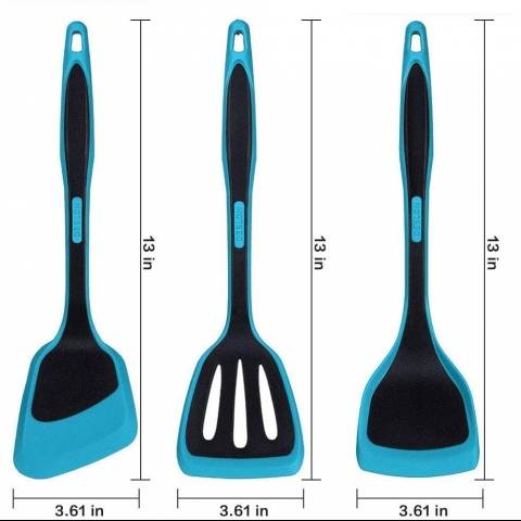 DESLON Silikon Spatula Set (3 Para) (Siyah-Mavi)