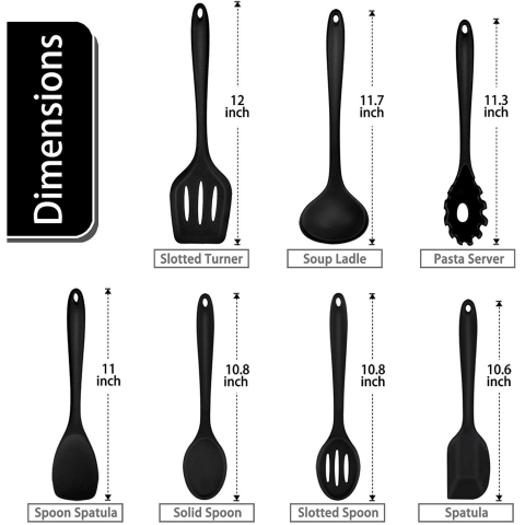 P&P CHEF Silikon Spatula Set (7 Para) (Siyah)