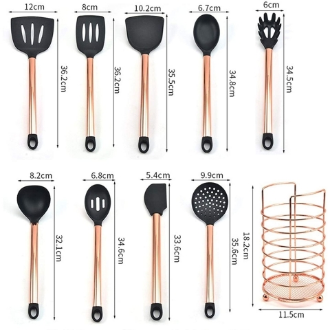 DGZ Silikon Spatula Set (10 Para) (Roze Gold)