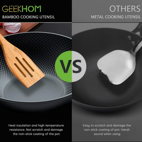 GEEKHOM Bambu Spatula Seti (2 Para) (Kahve)