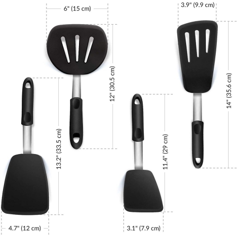 Boxiki Kitchen Silikon Spatula Seti (4 Para) (Siyah)