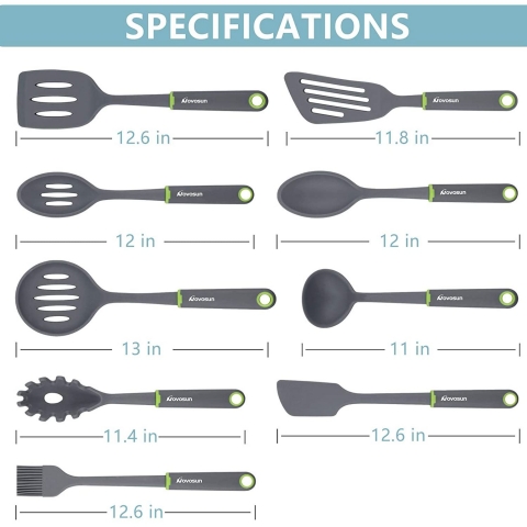 novosun 9 Para Silikon Mutfak Gereleri Seti (Gri)