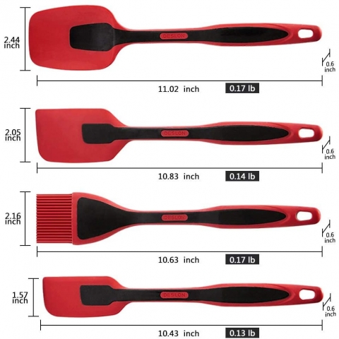 DESLON 4 Para Silikon Spatula Seti (Krmz)