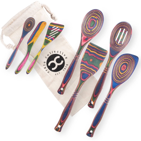 Crate Collective Exotic Pakkawood Spatula Set (7 Para)(Renkli)