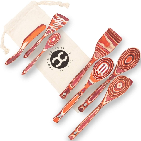 Crate Collective Exotic Pakkawood Spatula Set (7 Para)(Krmz)