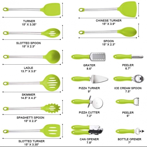 DESIGN VEICA 42 Para Silikon Mutfak Gereleri Seti (Yeil)