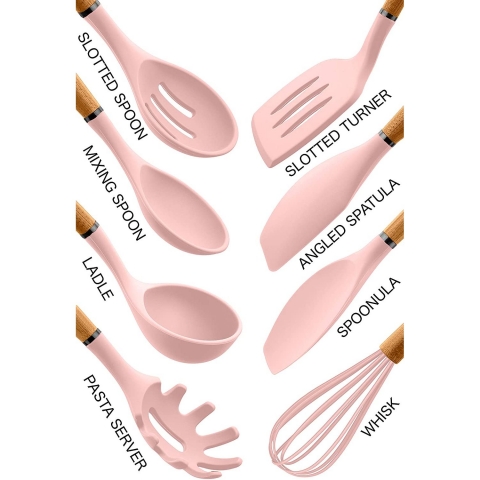 Country Kitchen Silikon Mutfak Gereleri Seti (8 Para)(Pembe)